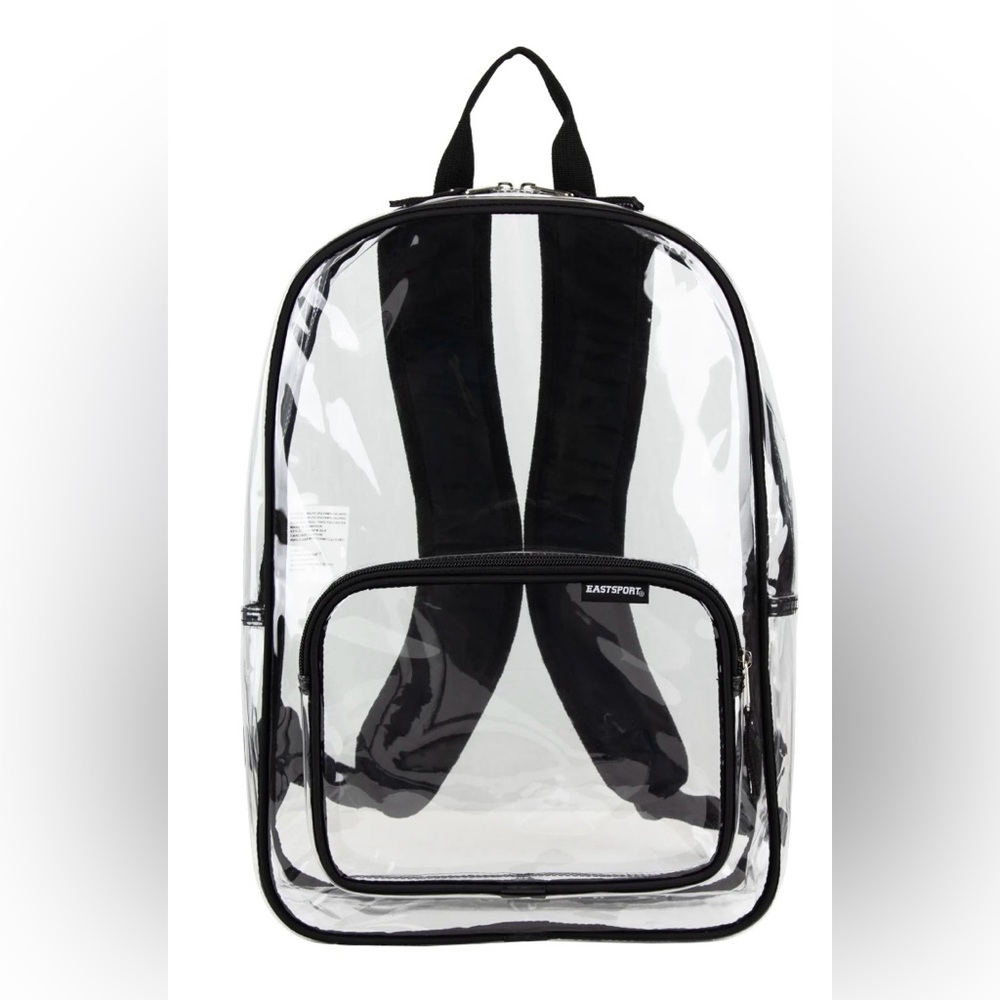 Eastsport Clear Backpack Black Trim Stadium School Bag NWT